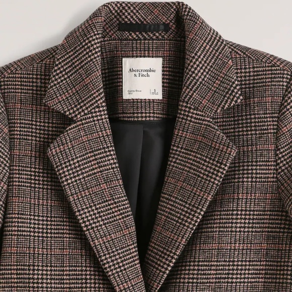 Abercrombie Plaid Blazer Coat NWOT size large Brown Plaid Academia - Picture 4 of 7